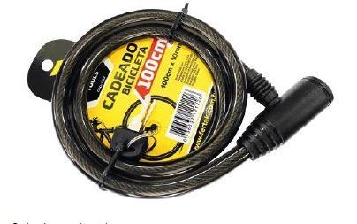 CADEADO PARA BICICLETA COM CHAVE 100CMX12MM