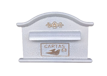 CAIXA DE CORREIO DAMA PEQUENA 14CM BRANCA COM OURO