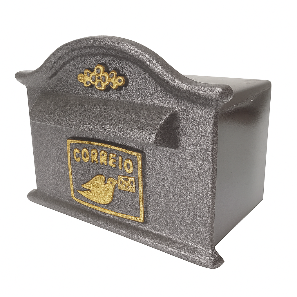 CAIXA DE CORREIO DAMA PEQUENA 23CM PRETA COM OURO