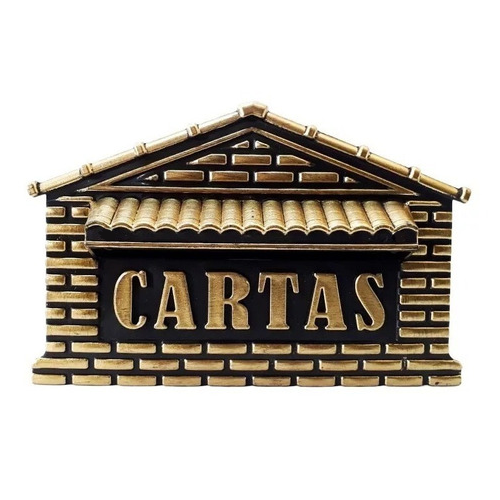 CAIXA DE CORREIO TIJOLINHO PVC 14CM OURO (MURO E GRADE)