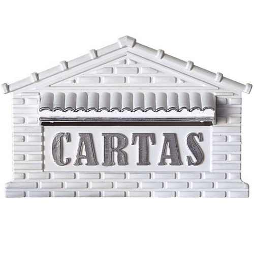 CAIXA DE CORREIO TIJOLINHO PVC 23CM BRANCA COM PRATA 