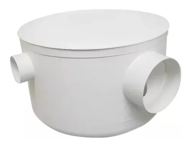 CAIXA DE GORDURA SIFONADA REDONDA BRANCA 250mmX50mm