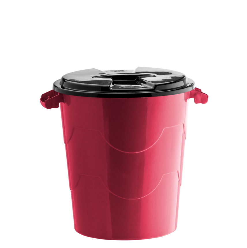 CESTO FECHADO COLORIDO COM TAMPA 30L PLASTICO