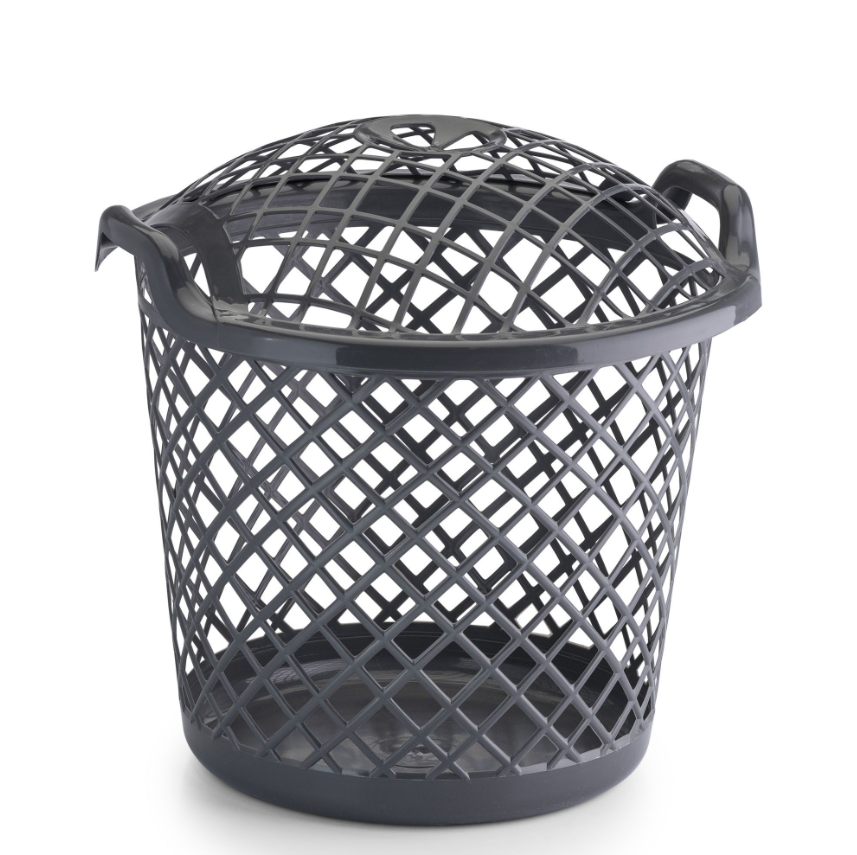 CESTO TELADO COM TAMPA 30L PLASTICO