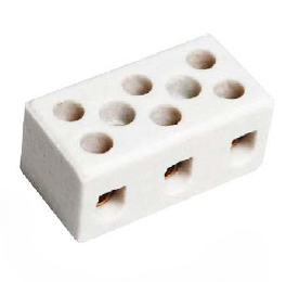 CONECTOR DE PORCELANA 6mm 2 POLOS - 6A 250V PCT C/ 12PC