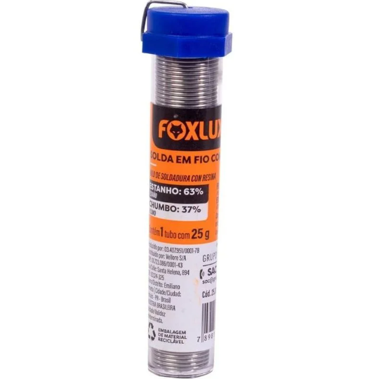 ESTANHO LIGA 63/37 TUBO COM 4M FOXLUX