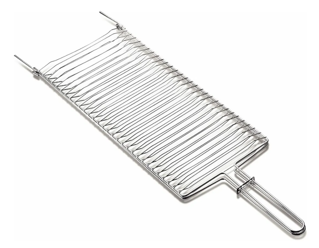 GRELHA PARA PEIXE DUPLA MEDIA EM INOX 43X19