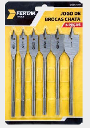 JOGO DE BROCA CHATA PARA MADEIRA C/ 6PC FERTAK