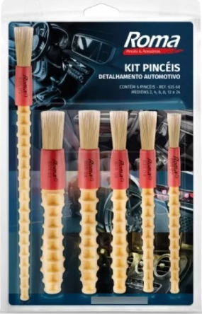 KIT 6 PINCEIS DETALHAMENTO AUTOMOTIVO 