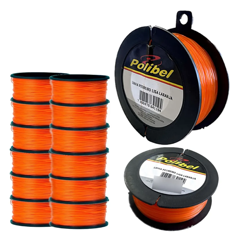 LINHA PARA PEDREIRO LISA C/50m LARANJA PCT C/ 12PC POLIBEL