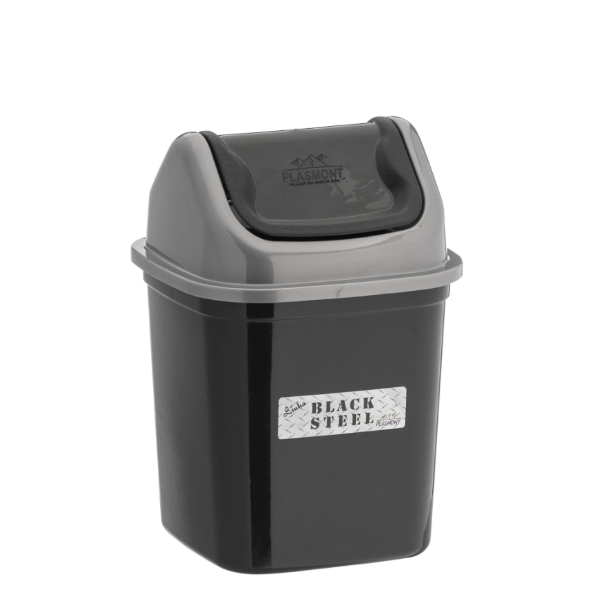 LIXEIRA BASCULANTE BLACK STEEL 7L 