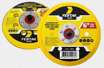 SUPORTE DISCO DE LIXA ADERENTE FURO 6 150mm FERTAK